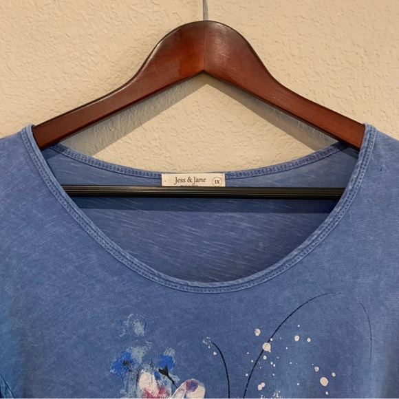Jess & Jane Artsy Floral Tunic – Distressed Textured Fabric – 1X – Made in USA - Picture 6 of 16